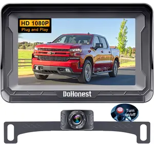Car Backup Camera Automatic Night-vision: Plug-Play Easy Setup No Delays Truck Rear View Camera with Monitor HD 1080P 150° Non-Fisheye SUV Pickup Reverse Cam DIY Guide Lines Waterproof DoHonest S01