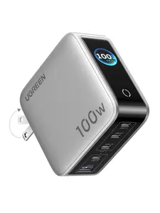 UGREEN Nexode Pro 100W GaN USB C Charger, 5-Port Fast Type-C Wall Charger Block with Smart Display Compatible with MacBook Pro/Air, iPhone 17/16 Series, Galaxy, iPad Pro, Steam Deck