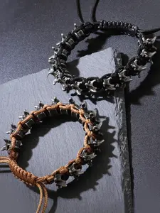 Punk Hip-Hop Style Men's Handwoven Alloy Dragon Bone, Adjustable Size Wrist Accessory, Fashionable and Unique Jewelry, Adjustable Slider Bracelets