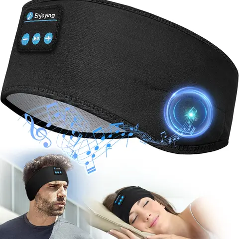 Bluetooth Headphones Headband for Side Sleepers Sports Wireless Music Eye Mask, 2-in-1 Thin HD HIFI Speakers & Built-in Mic for Calls, Bluetooth 5.0 for Android iOS Phones Tablets, 10H Music Play for Gym Yoga School Noise Blocking