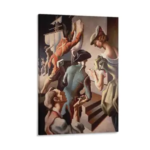 Thomase Hart Benton Drawing Poster Artworks Canvas，  Room Aesthetic Wall Art Home Modern Decor Gift. (22) Canvas Poster Bedroom Decor Sports Landscape Office Room Decor Gift Frames Ornaments Artistic Decoration Photo Print