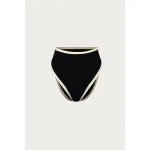 High Rise Bottom (Faux Suede Black/Cream)