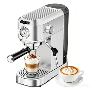 Espresso Machine 20 Bar, Semi-Automatic Coffee Maker with 1450W Powerful Motor, Milk Frother Steam Wand, 34oz Removable Water Tank for Latte, Cappuccino, Home Use, Silver
