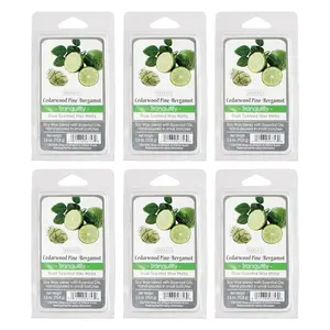 Set of 6 Cedarwood Pine Bergamot Scented Wax Cubes/Melts - 2.5 oz Each. Hand Poured Wax Infused with Essential Oils. Bulk Buy. Ideal for Weddings, Spa, Reiki, Meditation Settings