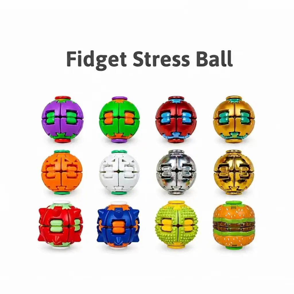 1 Pack Transforming Fidget Ball Spinner, Press Activated Gyro Toy with Smooth Spinning Motion, Interactive Desk Gadget, Portable Stress Relief Toy & Creative Gift for Friends