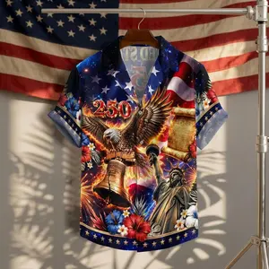 America 250th Anniversary Hawaiian Shirt, 250 Years of Freedom Aloha Shirt, USA Hawaii, Independence Day Summer Shirt, Fourth of July Gift