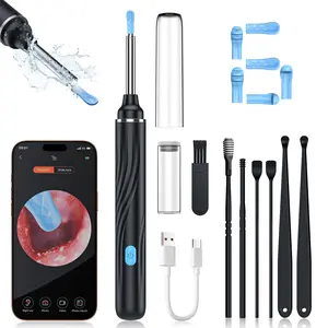 Ear Wax Removal Tool Camera, Ear Cleaner with Camera, Ear Wax Removal Kit, 1080P HD Ear Camera, Earwax Removal Kit with Camera and 6 LED Light, 6 Ear Pick & Ear Set for iOS & Android, Black ,pad comfort