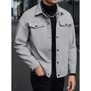 Outdoor men's fashion collar workwear style jacket, pure color simple and versatile design, regular version of casual top, daily casual, outing and travel wear, autumn and winter season wear warm men's clothing, men's clothing, Coats