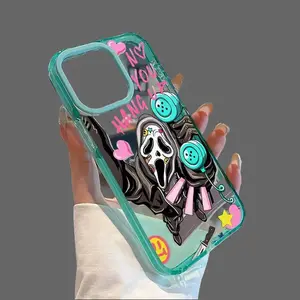 Ghostly Hang-up Anti-Yellowing Shockproof Crystal Case for iPhone 17 16 Pro Max 15 Plus 14 13 12 11 Transparent Protective Casing with Raised Camera Protection and Anti-Slip Finish