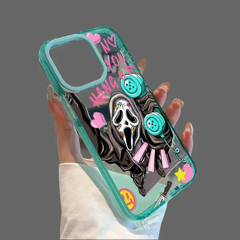TPU+Plastic Transparent Ghost Hanging Smartphone Case - Flexible Shell, Full Edge Fit, Anti-Yellowing, Shockproof, Raised Camera Protection, Anti-Slip Hang-Up Cover for iPhone 17,16 Pro Max,15 Plus,14,13,12,11 (Mobile Phone Accessories), Cellphone