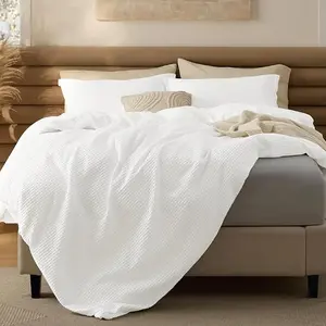 The Linen Company Waffle Duvet Cover Sets - Cozy and Contemporary Texture for a Restful Night's Sleep with Soft Duvet Cover