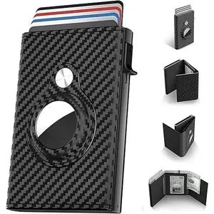 Smart Leather Wallet for Men - Pop Up Card Case, Slim Minimalist Design. Portable Card Holder with Cash Slot, Universal Multi-Functional Wallet