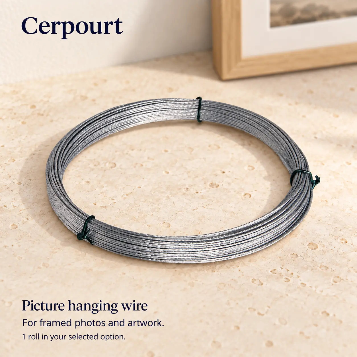 Cerpourt Braided Steel Picture Hanging Wire for Photo Frames, Artwork and Canvas, Cut-to-Length Wire Coil