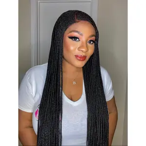 Customized Lace Frontal Fulani Style Cornrow Wig with Baby Hairs, Synthetic Braided Lace Wig for Fashion Accessories & Hair Extensions