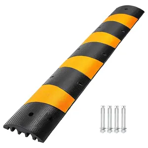 4 Pack 6 Ft Rubber Speed Bump, 25000 LBS Heavy Duty Speed Bump Cable Protector Ramp for Driveway, Road Parking, Garage, Parking Lot, Warehouse