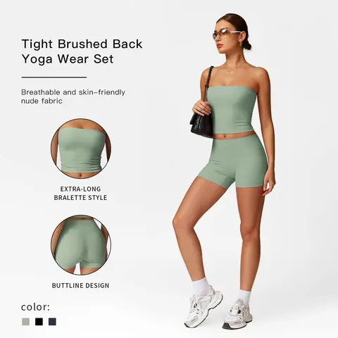 MFVIM Women's 2 Piece Ribbed Athleisure Set Bustier Top, Cycling Shorts, High Stretch Casual Gym Wear for Summer Yoga, Short Sets for Women,summerwins,travel essentials,camping essentials,back to school,back to school haul,sohochic