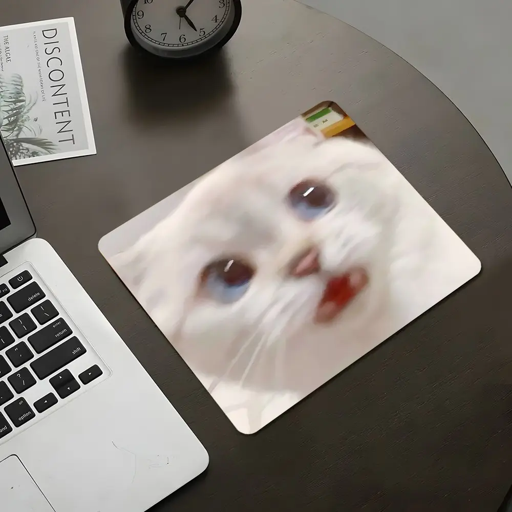 Pouting Cat Square Mouse Pad, Computer Mouse Pad, Gaming Mousepad, Soft Cute Desktop Decoration Pad, Rubber Non-Slip Lock Edge Small Size Pad, Suitable For Laptop Desktop Games Work, Soft Cute Gift For Family And Friends, Desk Accessories