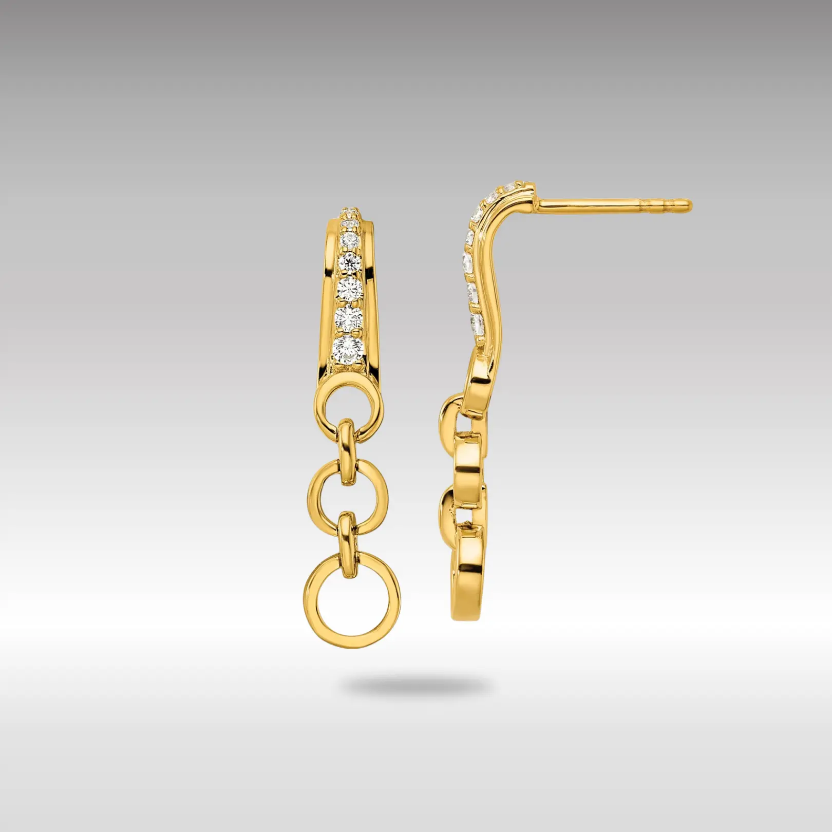14K Gold Lab Grown VS/SI FGH Dia Circles Dangle Post Earrings - Model EM9666-020-YLG