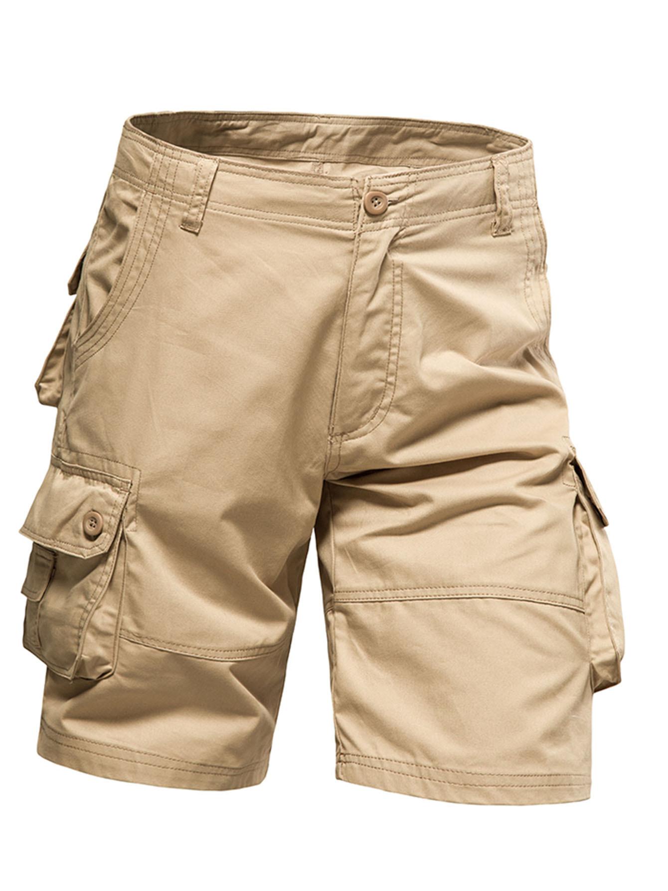 Set of 5 European/American summer casual shorts for outdoor commuting—breathable, comfortable multi-piece set featuring American vintage pure cotton cargo shorts and men’s sports-casual shorts; mid-thigh pure cotton shorts with a wear-resistant, wrinkle-r