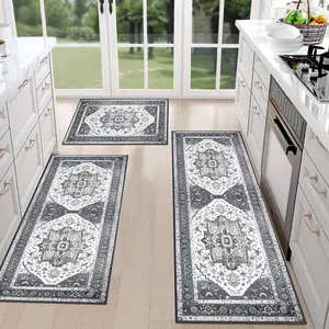 Boho Kitchen Rug Sets 3 Piece with Runner Non Slip Kitchen Rugs and Mats Washable Kitchen Mats for Floor Thick Kitchen Floor Mat Carpet Runner Rugs for Hallway Laundry Holiday Decor