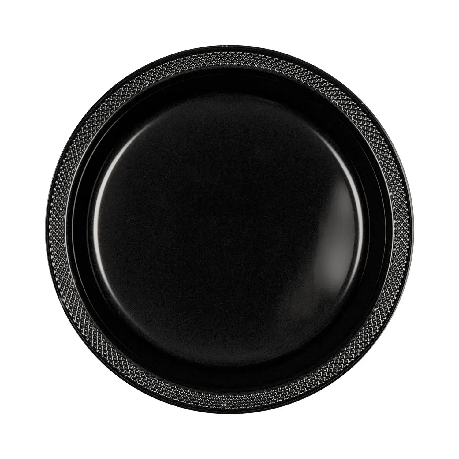 10 in Black Round Disposable Plastic Dinner Plates, Bulk 50 Ct Party Plates, Bold Look Disposable Dinnerware for Outdoor Picnic