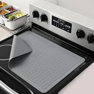 Heat Resistant Silicone Stove Cover Mat, Non Slip Kitchen Counter Protector, Easy To Clean Multifunctional Drainage Pad, Large Size Heat Insulation Mat, For Stove Table Dishware, Suitable For Home Kitchen And Dormitory Daily Cooking Use
