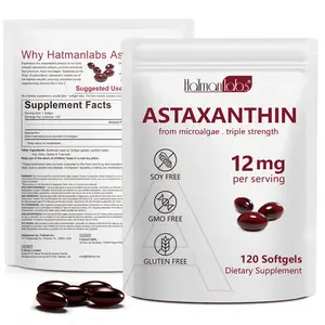 Hatmanlabs Astaxanthin 12mg Softgels - Premium Antioxidant Supplement for Eye, Immune, Skin Health & Internal Circulation - 120 Count