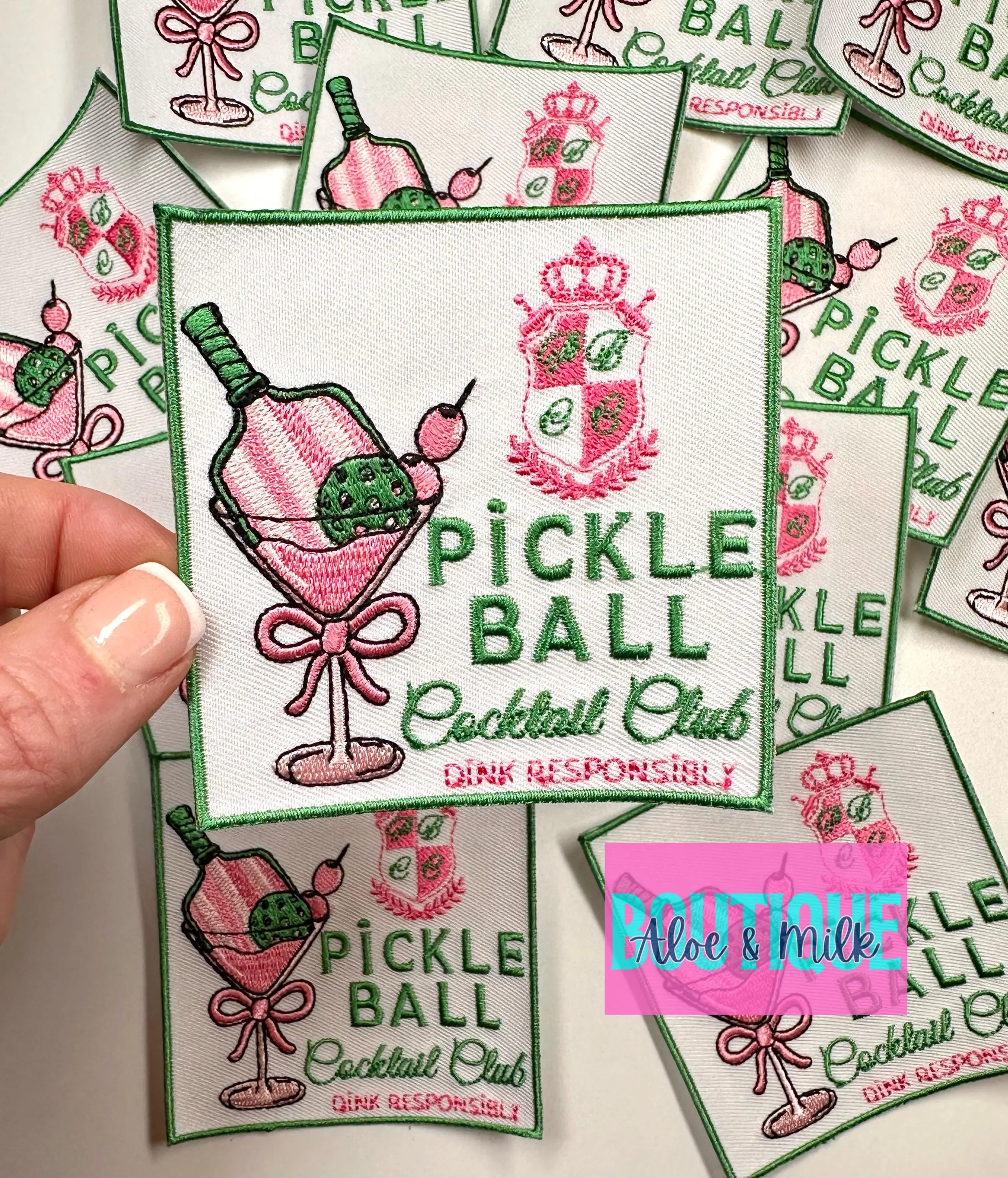 Pickleball Cocktail Club, cocktail club patch, picklball patch, tennis patch, pickleball club