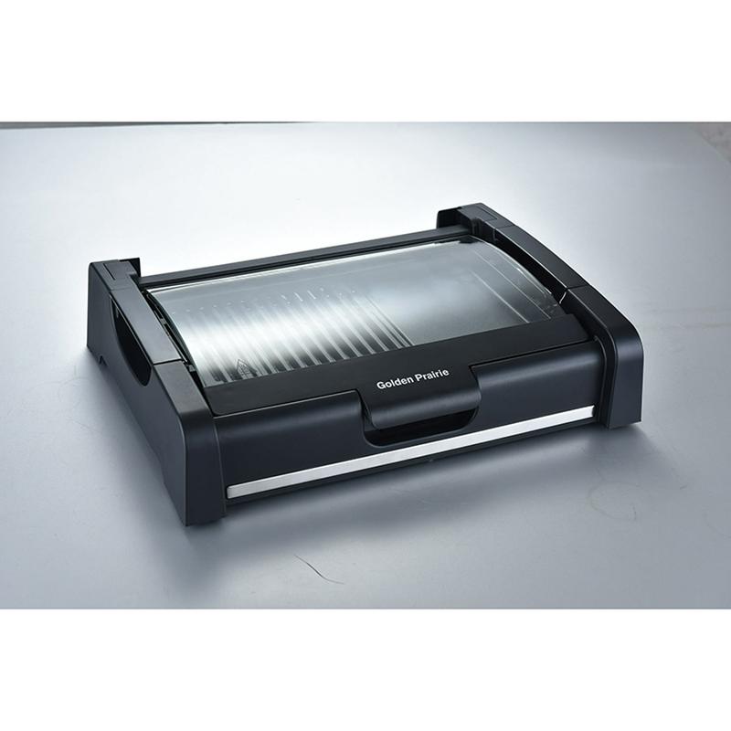 1200W 2 in1 Grill Griddle Plates Smokeless Indoor Grill Electric Griddle w/cover, 10 X 14" Adjustable temperature control,closed usable for power heating, make food Juice.