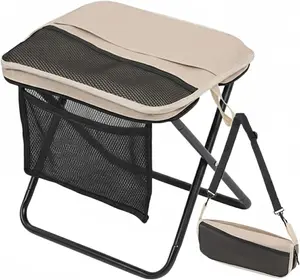 Foldable Backpack Stool, Fishing Seat, Foot Stool Footrest, Multi functional folding stool, Portable Camping Chair for Travel,Picnic, Khaki and Black