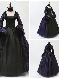 Adult Women Dress Medieval Bell Sleeve Victorian Party Formal Gown Renaissance Gothic Flower Robe, All Seasons Fashion