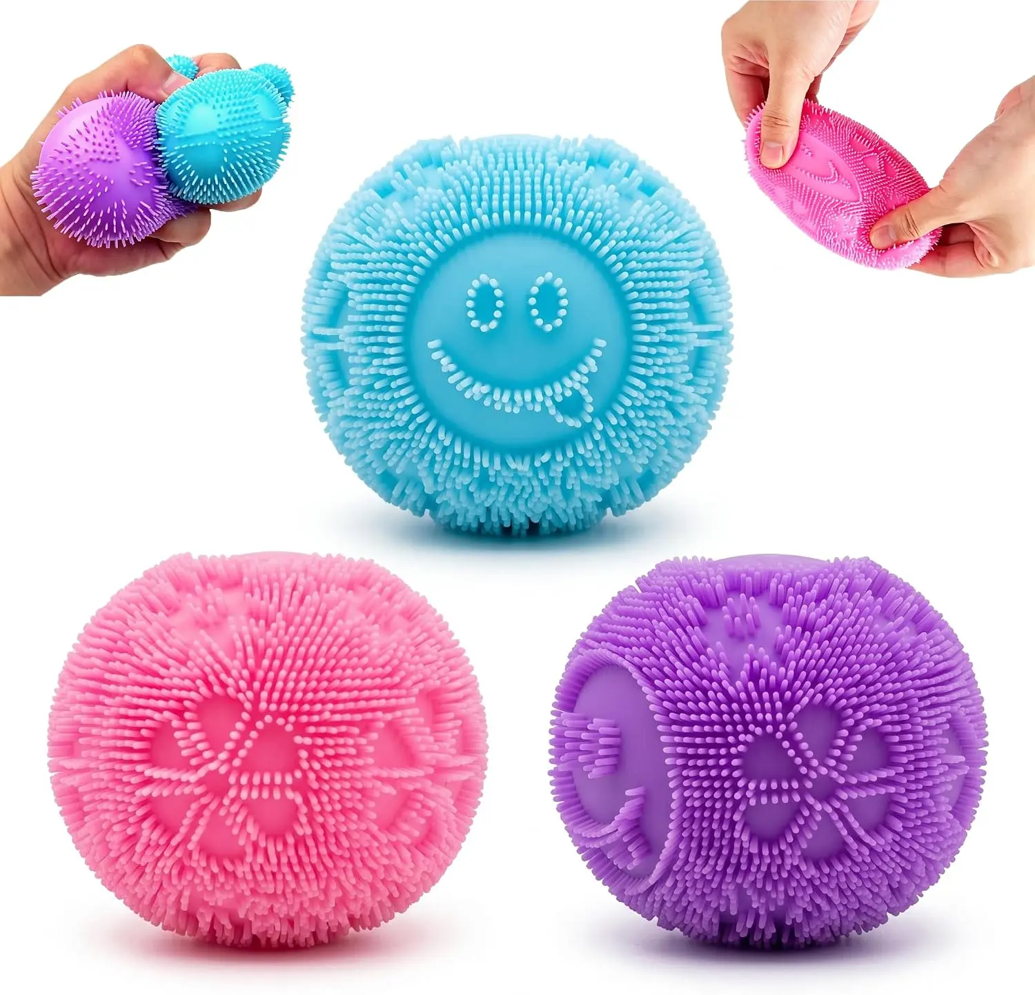 Fuzz Ball Squishy Stress Ball，Fuzzball Squishy,Soft Fidget Toy for Anxiety Relief, Sensory Squishy Ball Calming Tactile Grip for Soft Stress Relief Ball for Kids and Adults