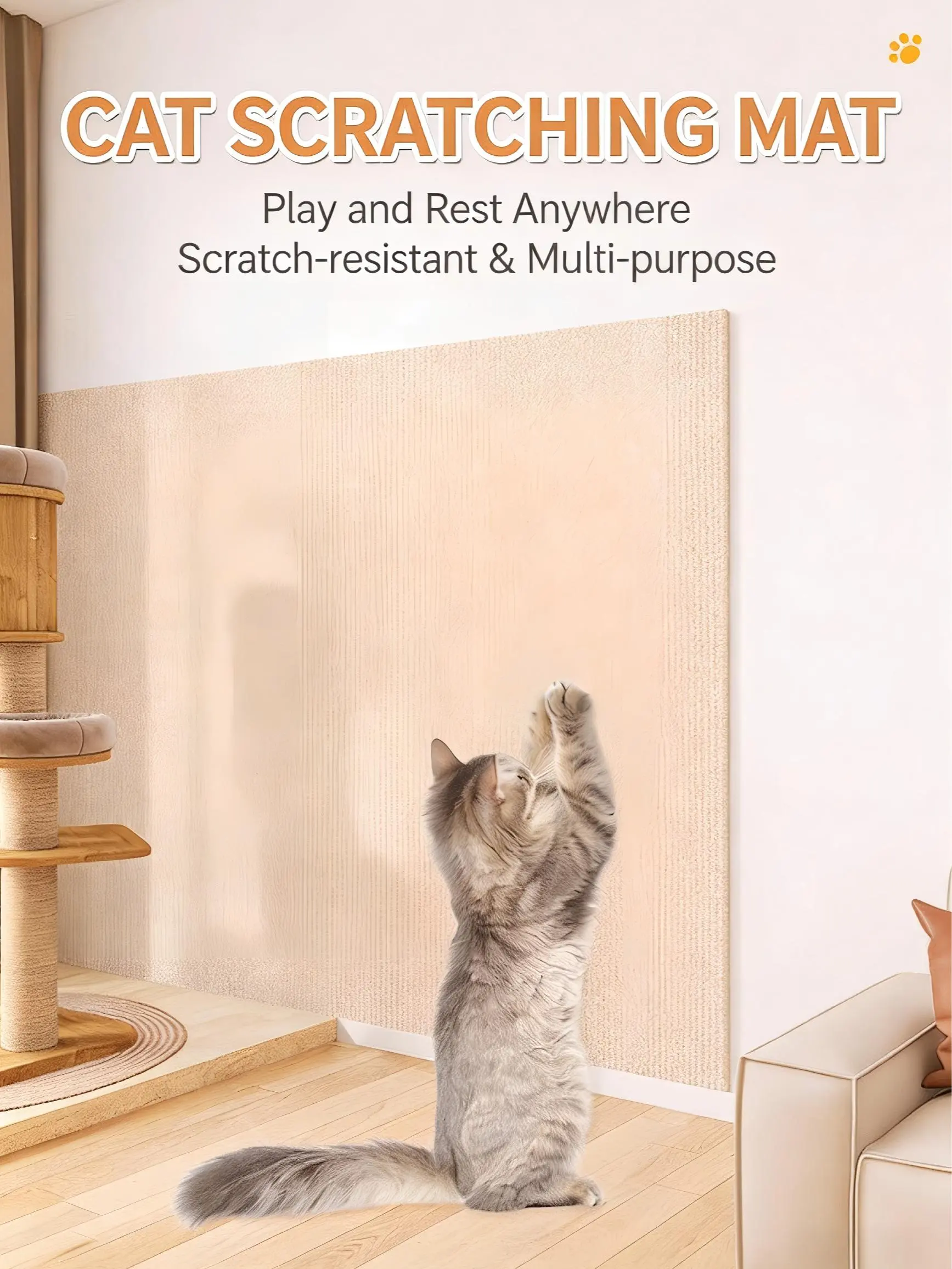 Anti-cat scratch furniture protection pads, self-adhesive type Provide sufficient play space for pets Wide range of uses: suitable for both dogs and cats, a practical choice for all pet owners, one pad with multiple usesScratching post for cats,summervibe