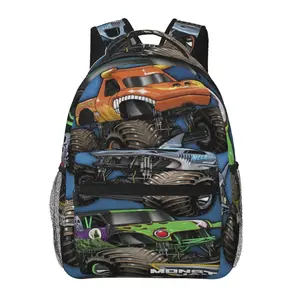 Fashion Monster Jam backpack with large capacity—Monster Jam daily commuter bag for outdoor hiking and business; cartoon casual Monster Jam merchandise laptop daypack/school bag for women, men, and gift giving.