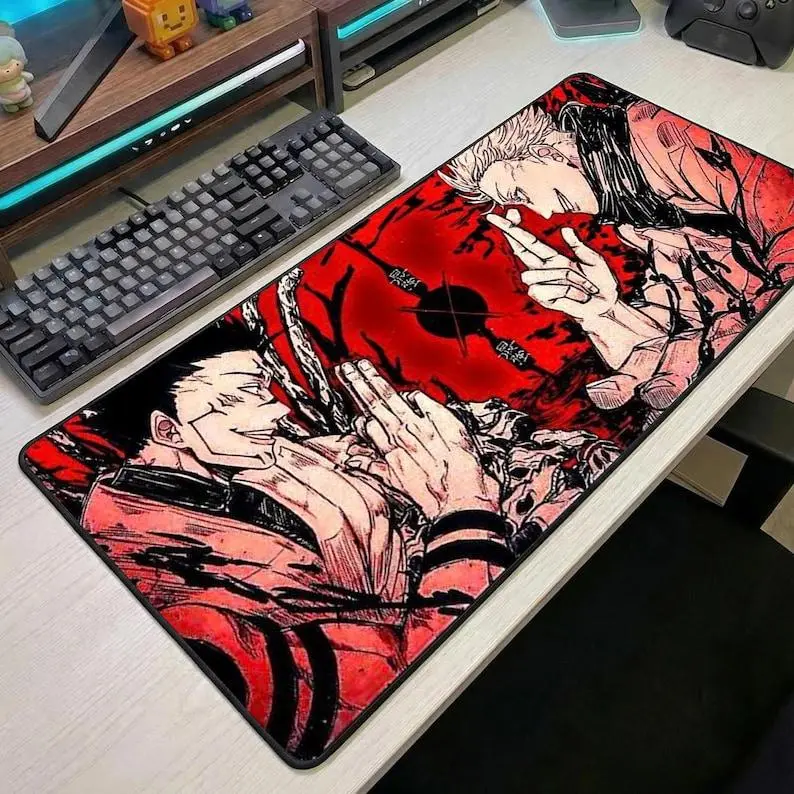 Anime Curse Clash Desk Mat, Dark Fantasy Gaming Mouse Pad, Edgy Gamer Setup