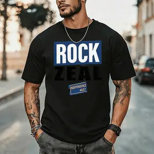 Men’s black-and-white short-sleeve printed T-shirt — street fashion casual crew neck, suitable for everyday outdoor wear