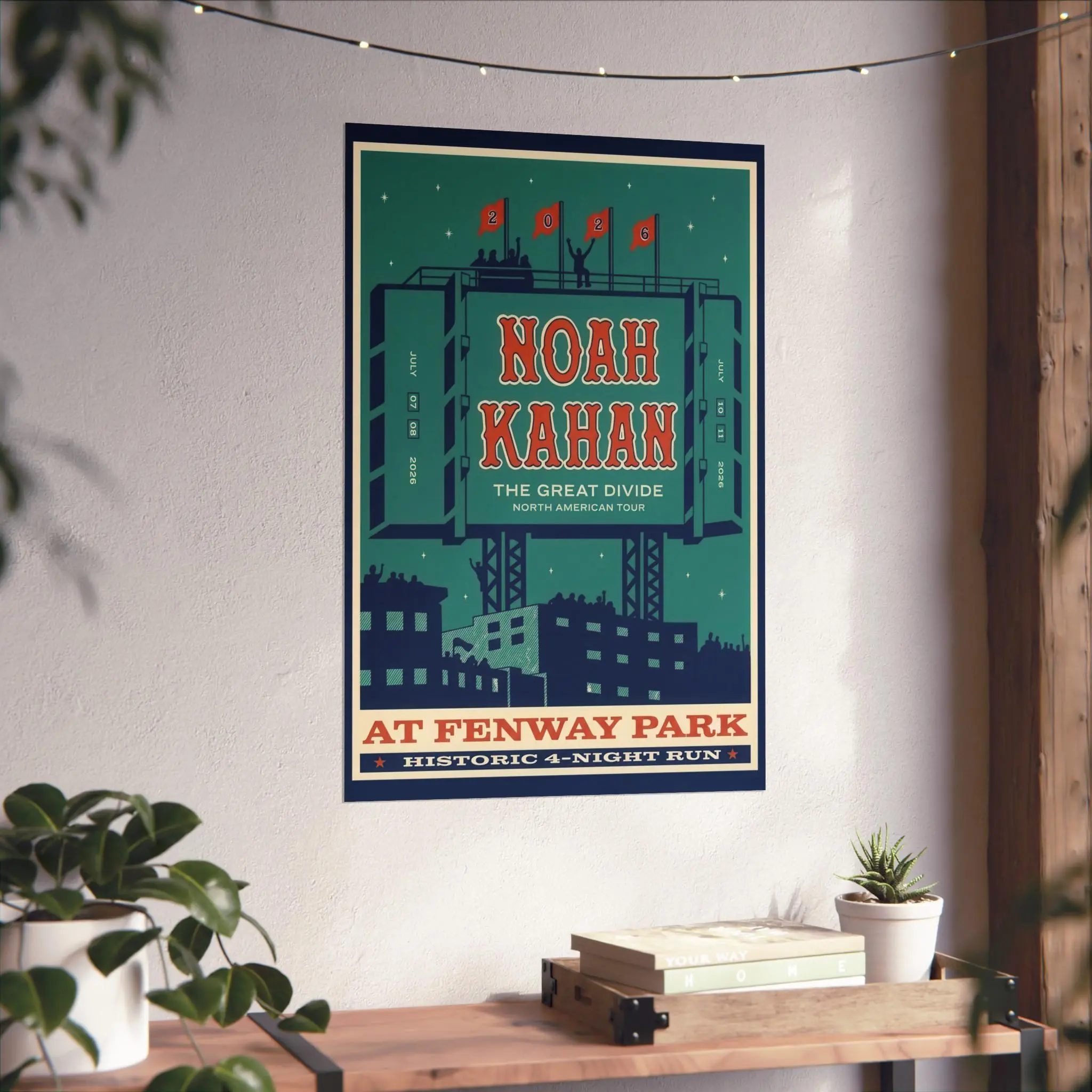 [No Frame] N.K July Boston, MA Fenway Park Poster, Indie Folk Music Poster, NK Fan Merch,