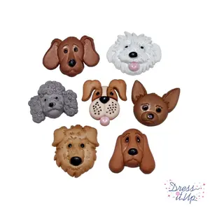 Fuzzy Faces Animal Dog Pets Buttons