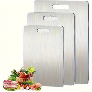 Katuchef Titanium Cutting Board for Kitchen, 100% Pure Titanium Cutting Board Food Grade,Non Toxic chopping board, Dishwasher safe, Easy to Clean(3PCS)