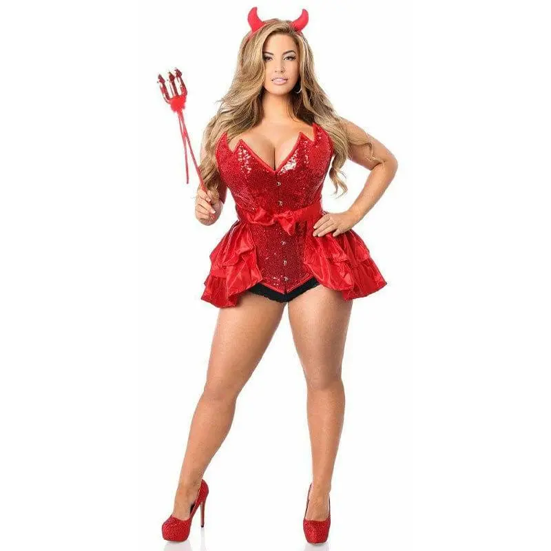 Sexy Deluxe 4 Piece Daring Devil Corset Halloween Costume