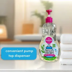 Dapple Bottle & Dish Soap Fragrance-Free 16.9fl oz - Fragrance-Free Dish Soap, 16.9fl oz, for Baby Bottles Dishes, Gentle, Hypoallergenic