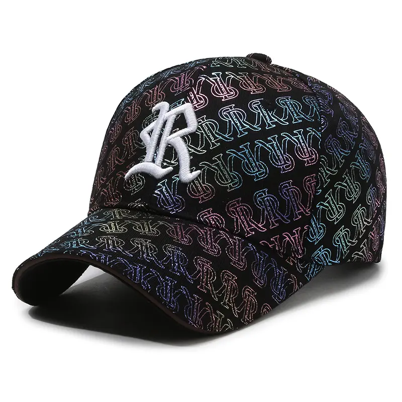 Baseball Cap with 3D Embroidered 'R', Unisex Vintage Hip Hop Dad Hat with Monogram Pattern, Adjustable Breathable Outdoor Snapback, 3D Embroidered Letter R