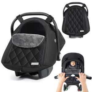Orzbow Winter Baby Car Seat Cover with Front Zipper Door, Cold Weather Carseat Cover Canopy, Side Breathable, Rain, Snow, and Wind Proof