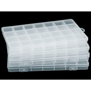 4 Pcs 28 Grids Bead Organizer Set,Plastic Organizer Box with Fixed Dividers-Jewelry,Accessories,and Small Parts Container Clear Box for Jewelry Beads,Sewing,Drawing,Christmas Party Gifts,Hand Tools Kits