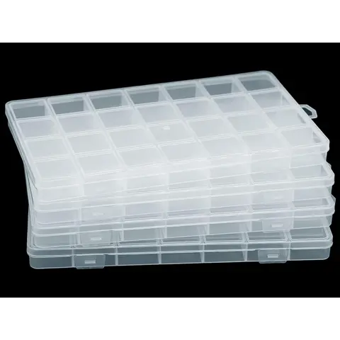 4 Pcs 28 Grids Bead Organizer Set,Plastic Organizer Box with Fixed Dividers-Jewelry,Accessories,and Small Parts Container Clear Box for Jewelry Beads,Sewing,Drawing,Christmas Party Fathersdaygift,Hand Tools Kits