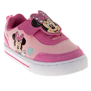 Minnie Mouse Design Sneakers Girls Soft Comfortable Casual Wear Everyday Play Velcro Closure (Toddler / Big Kid)