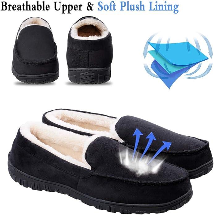 Men's Indoor Outdoor Anti-Slip Memory Foam Moccasin Slippers | Knit Memory Foam Slippers with Heel Collar | Thick Cushioned Warm Plush Casual Walking House Slippers for Men Men's Indoor Outdoor Anti-Slip Memory Foam Moccasin Slippers | Knit Memory Foam Slippers with Heel Collar | Thick Cushioned Warm Plush Casual Walking House Slippers for Men