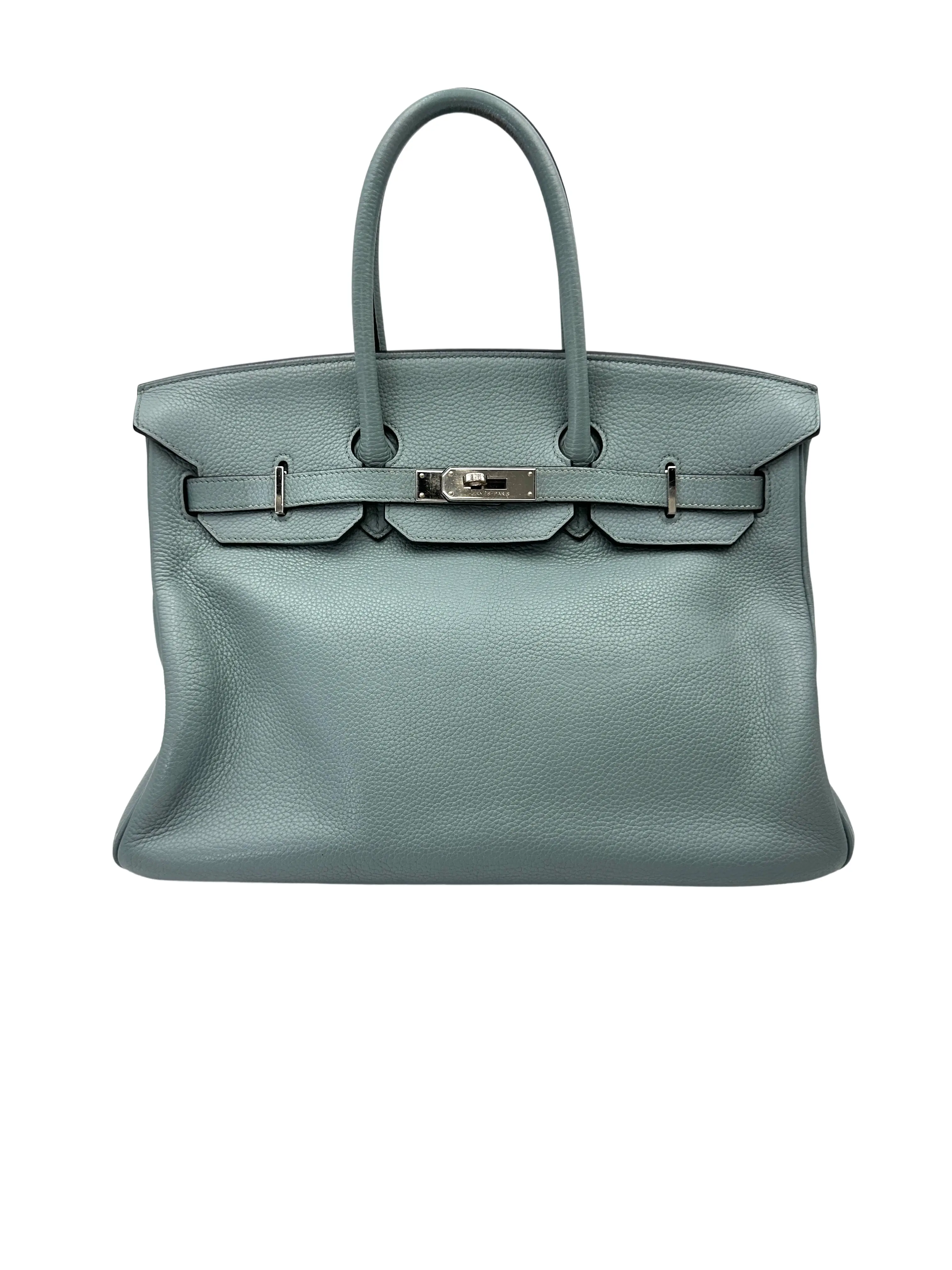Pre-owned HERMÈS Leather Shoulder bags Hermes Kelly Light Blue Top Handle Bag With Silver HardwareHR125SA
