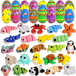 Easter 2026 Gift 24 Pack Prefilled Easter Eggs with Toys Inside for Kids, Prefilled Easter Baskets with 3D Printed Animals, Easter Basket Essentials Filled Easter Eggs Hunt Stuffers Party Favors for Teens Boys Girls