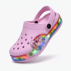 Light Up Slippers for Kids, Glow-in-the-Dark Cartoon Clogs, Flashing LED Sandals for Boys Girls, Non-Slip Soft Sole EVA Slides, Cute Night Walk Festival Shoes,toddler sandals girls